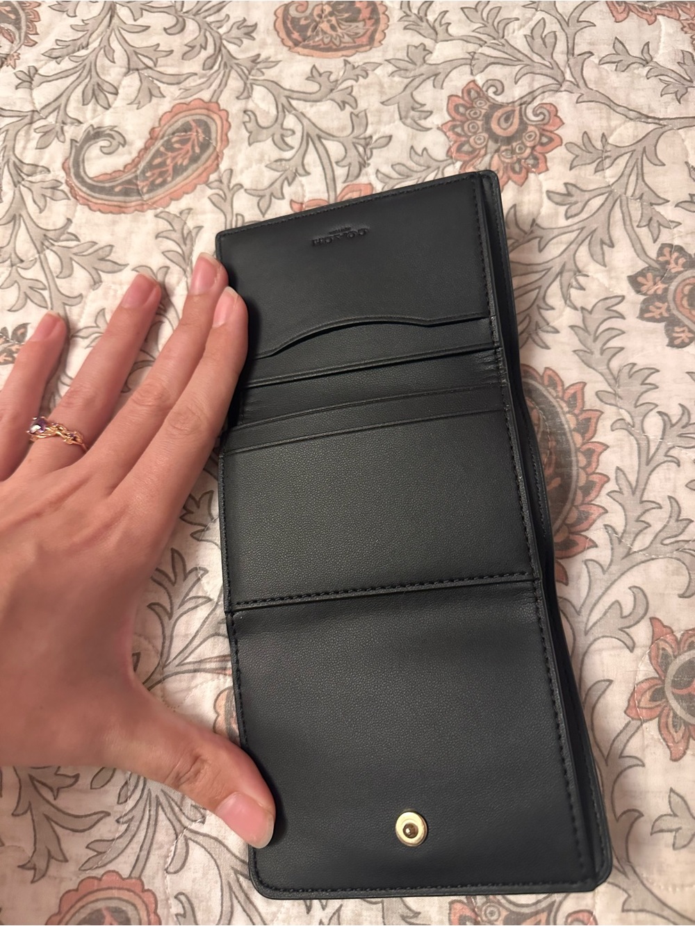 Coach Leopard Trifold Wallet with Snap On Signature Card Case - Picture 3 of 6